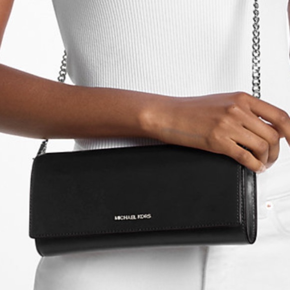 MICHAEL KORS Jet Set Medium Leather Flap Clutch Crossbody Shoulder Bag Wallet